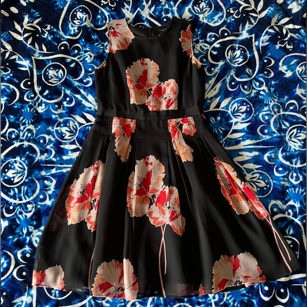 Floral Black and Red Dress